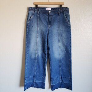 Gap High Rise Stride Braided Denim Wide Leg Jeans Medium Indigo Size16 Regular